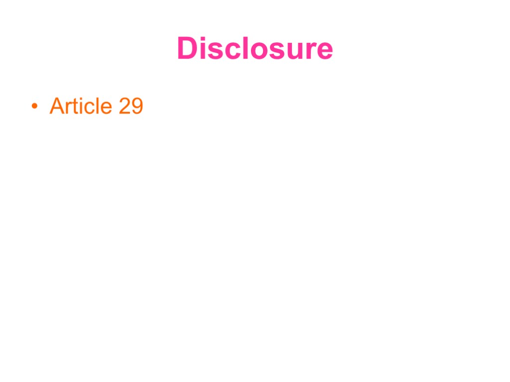 Disclosure Article 29
